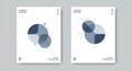 Two minimalist posters feature abstract circular designs composed of overlapping Royalty Free Stock Photo