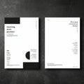 Two minimalist posters featuring abstract text and shapes on a dark textured background. Royalty Free Stock Photo