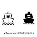 Minimalist icon, ship, black and white, outline and silhouette, transparent background Royalty Free Stock Photo