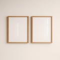 Minimalist Blank Frame on Neutral Wall in Natural Light Royalty Free Stock Photo