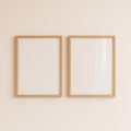 Minimalist Blank Frame on Neutral Wall in Natural Light Royalty Free Stock Photo