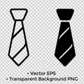 Minimalist icon, tie vector, black and white, outline and silhouette versions Royalty Free Stock Photo