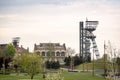 Two mining shaft in the city center of industrial Katowice, Poland