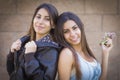 Two Mixed Race Twin Sisters Portrait Royalty Free Stock Photo
