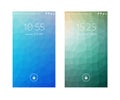Two mobile wallpapers. Low poly texture. Mobile interface. Vector illustration. Royalty Free Stock Photo