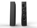 Two modern black speakers - front and back view Royalty Free Stock Photo