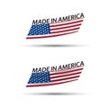 Two modern colored vector American flags isolated on white background, flags of USA, American ribbons