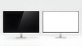 Two modern computer monitors side by side isolated on white background Royalty Free Stock Photo