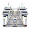 Two modern ferries docked at a terminal isolated on transparent background Royalty Free Stock Photo