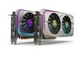 Two modern graphics cards with rgb lighting Royalty Free Stock Photo
