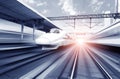 Two modern high speed train Royalty Free Stock Photo
