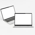 Two modern laptops displayed side by side on a clean white background Royalty Free Stock Photo