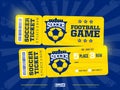 Two modern professional design of football tickets in blue and yellow theme