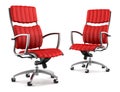 Two modern red office chairs isolated on white Royalty Free Stock Photo