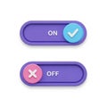 Toggle switch buttons showing on and off states, isolated on white background Royalty Free Stock Photo