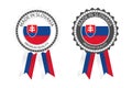 Two modern vector Made in Slovakia labels isolated on white background, simple stickers in Slovak colors Royalty Free Stock Photo