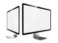 Two Modern Widescreen Lcd Monitor. Royalty Free Stock Photo