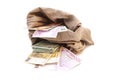 Two Money bags with euro Royalty Free Stock Photo