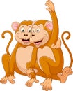 Two monkeys cartoon relaxing