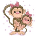 Two Monkeys a mother and a baby daughter