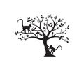 Two monkeys on tree, vector. Monkeys silhouettes on tree  illustration. Wall artwork, wall decals Royalty Free Stock Photo