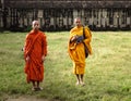 Two Monks At Angkor Wat Royalty Free Stock Photo