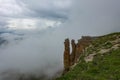 Two monks rocks, Bermamyt plateau, Karachay-Circassian republic, Russia.