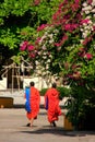 Two monks walking at Wat Si Saket, Vientiane