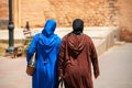 Two moroccan women wearing dkellaba in Marrakech