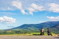 Two motorcyclist on the road enjoying scenery