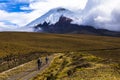 Two mountain bikers riding in the Cotopaxi National Park Royalty Free Stock Photo