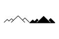 Two Mountain Range Silhouettes One Outline One Solid Black on White Background Keywords: mountain Royalty Free Stock Photo