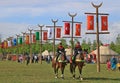 Two mounted polices in area of EtnoSpor Cultural Feast Royalty Free Stock Photo