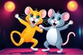 Two Mouses Dancing In A Disco At 20-9-2024 Royalty Free Stock Photo