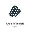 Two movie tickets vector icon on white background. Flat vector two movie tickets icon symbol sign from modern cinema collection Royalty Free Stock Photo