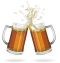 Two mugs with ale, light or dark beer. Mug with beer. Royalty Free Stock Photo