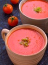 Two mugs of Beetroot tomato soup