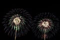 Two multicolored flashes of fireworks Royalty Free Stock Photo