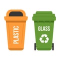 Two multicolored recycle waste bins flat vector illustration Royalty Free Stock Photo