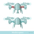 Two multicopter or quadcopter with camera and without it in flat style isolated Royalty Free Stock Photo