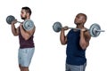 Two muscular men lifting barbell Royalty Free Stock Photo