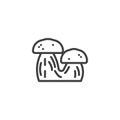 Two mushrooms line icon.