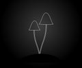 Two mushrooms white outline shape on black background Royalty Free Stock Photo