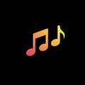 Two music notes against a black background. The notes are colored with a gradient, transitioning Royalty Free Stock Photo