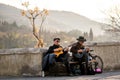 Two musicians perform at Narikala Fortress before sunset , Tbilisi , Georgia Royalty Free Stock Photo