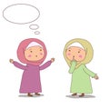 Two Muslim girls are talking