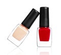 Two nail polish bottles over white background Royalty Free Stock Photo