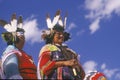 Two Native American women in traditional costume at the Corn Dance ceremony, Santa Clara Pueblo, NM