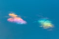 Two clouds with natural circumhorizontal arc in blue sky Royalty Free Stock Photo