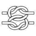 Two nautical knots Ropes Wire with loop Twisted marine cord icon outline black color vector illustration flat style image